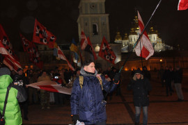 В Києві політична партія УНА - УНСО провела Марш пам'яті Михайла Жизневського. 1